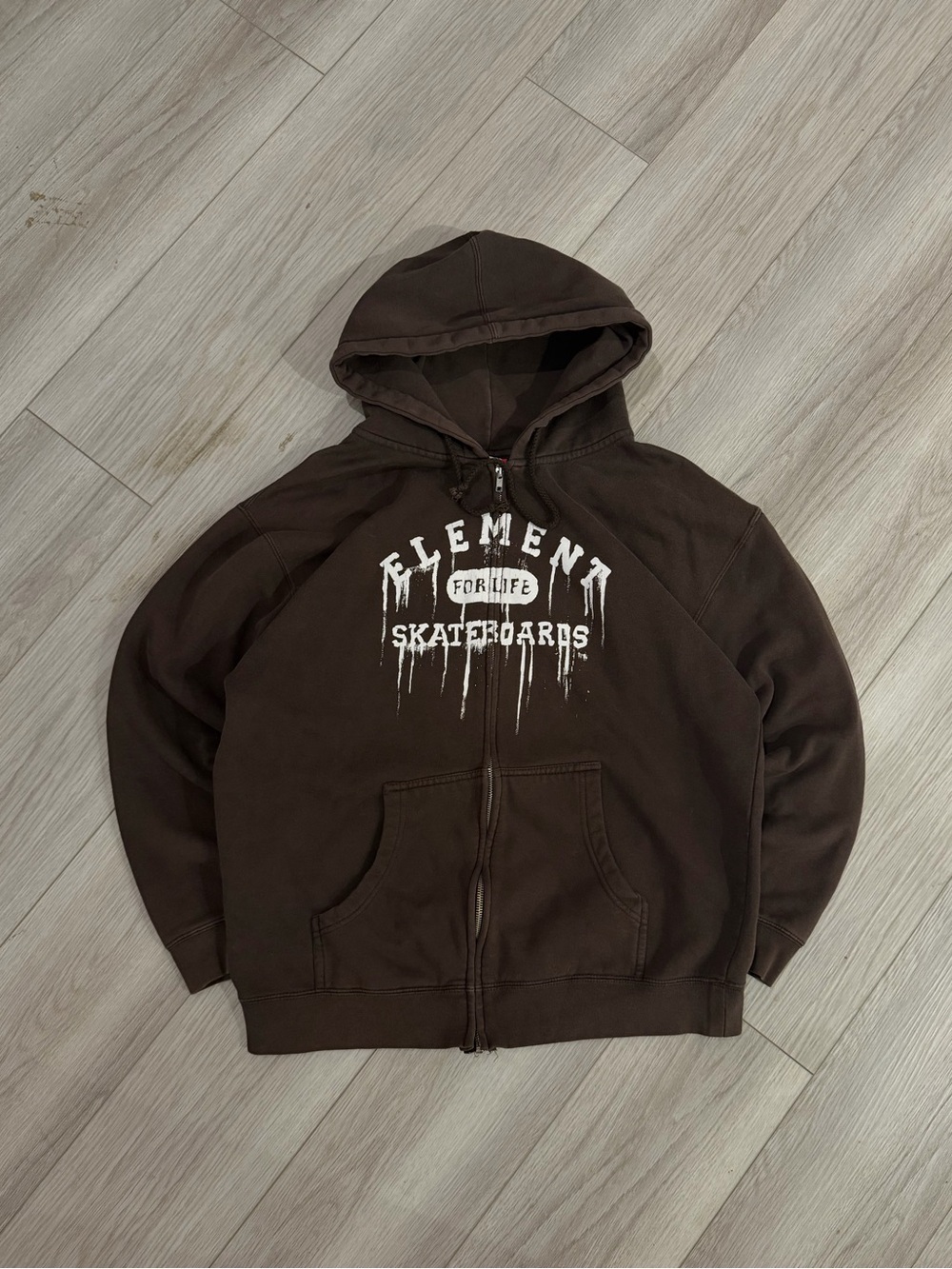 Vintage Brown Element Skateboards zip up hoodie